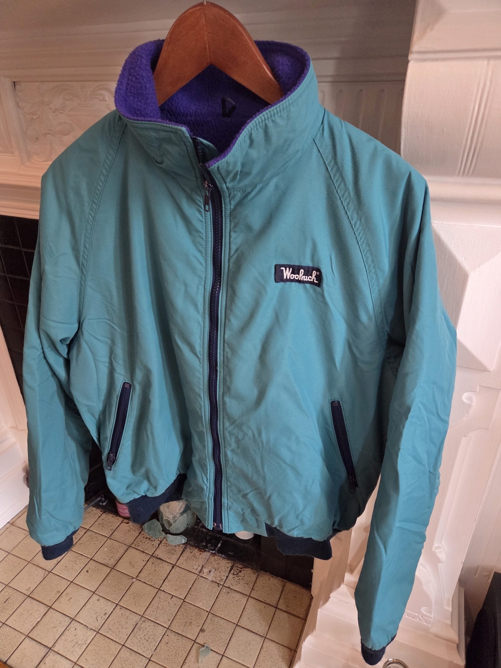 VTG Woolrich Fleece Lined jacket Made In USA Medium Teal